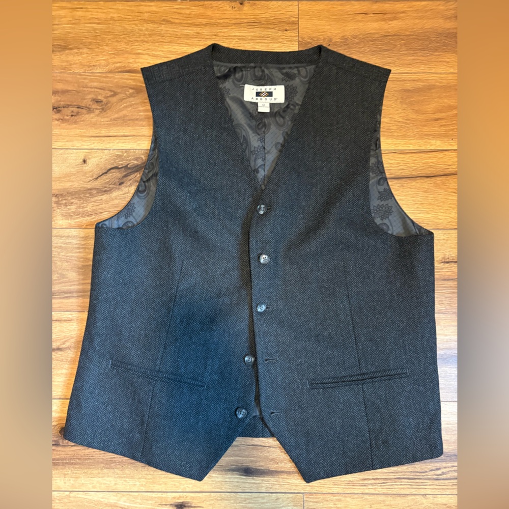 Joseph Abboud Charcoal Gray Herringbone Vest